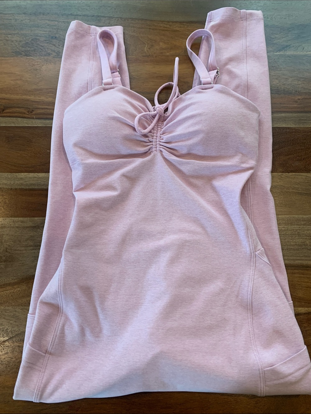 Bombshell Sportswear Pink Ruched Front Jumpsuit